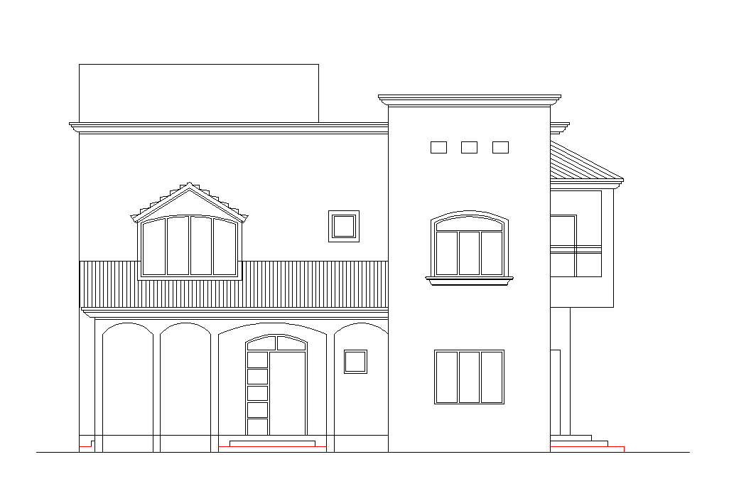 House elevation view dwg file