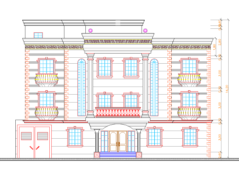 House elevation view dwg file