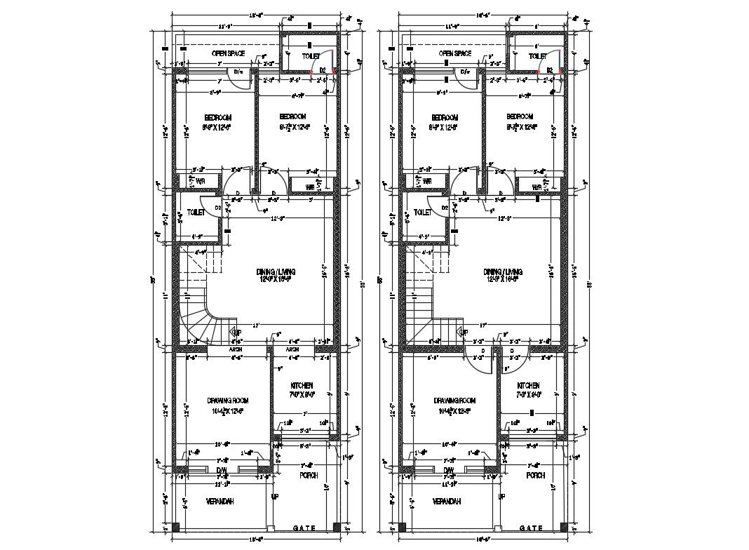 House floor architecture layout plan cad drawing details dwg file