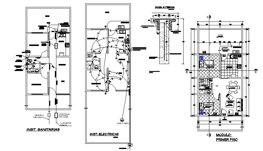 House floor plan and electrical layout plan cad drawing details dwg file