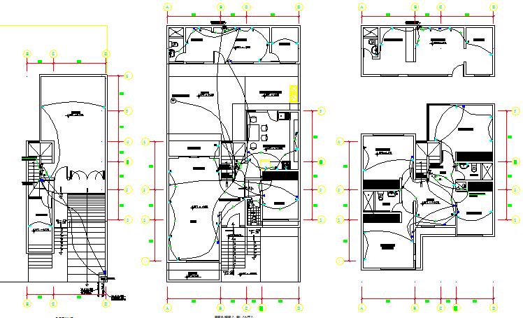 House floors electric installation details dwg file