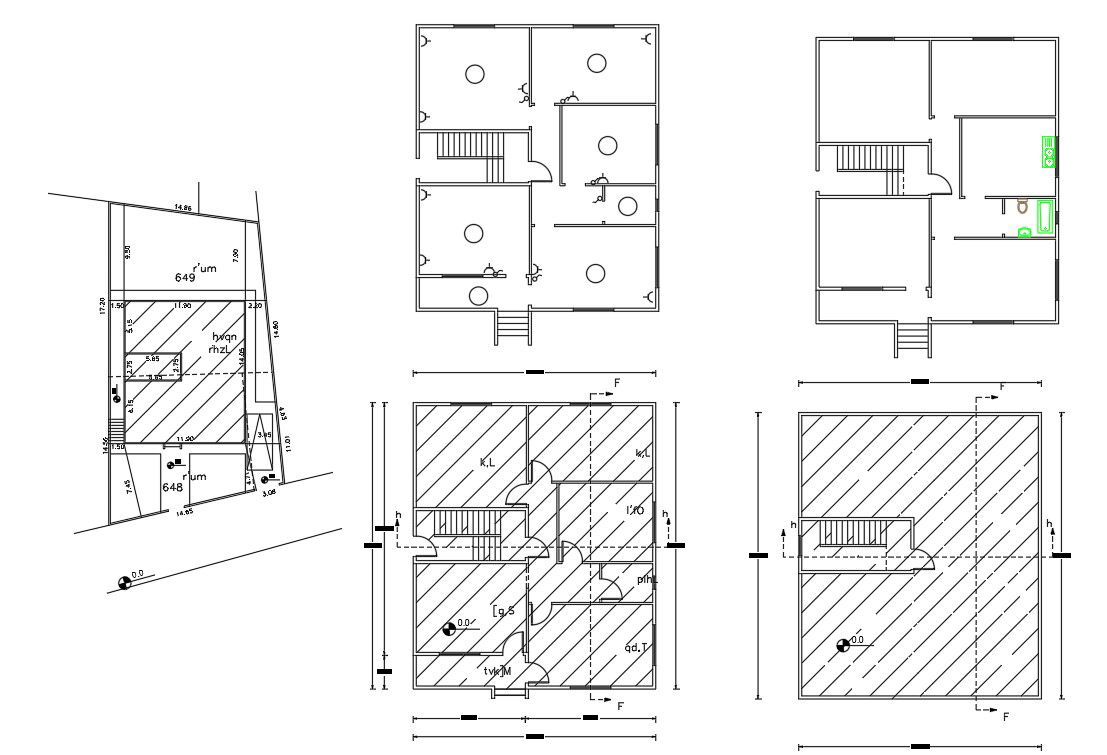 House for one family line out plan and layout plan 2d autocad drawing