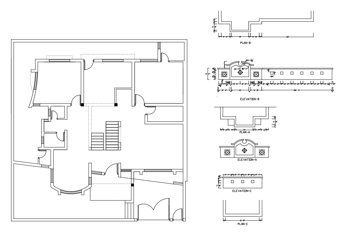 House framing plan and gate elevation and auto-cad details dwg file