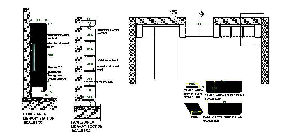 House furniture and interior section and plan cad drawing details dwg file