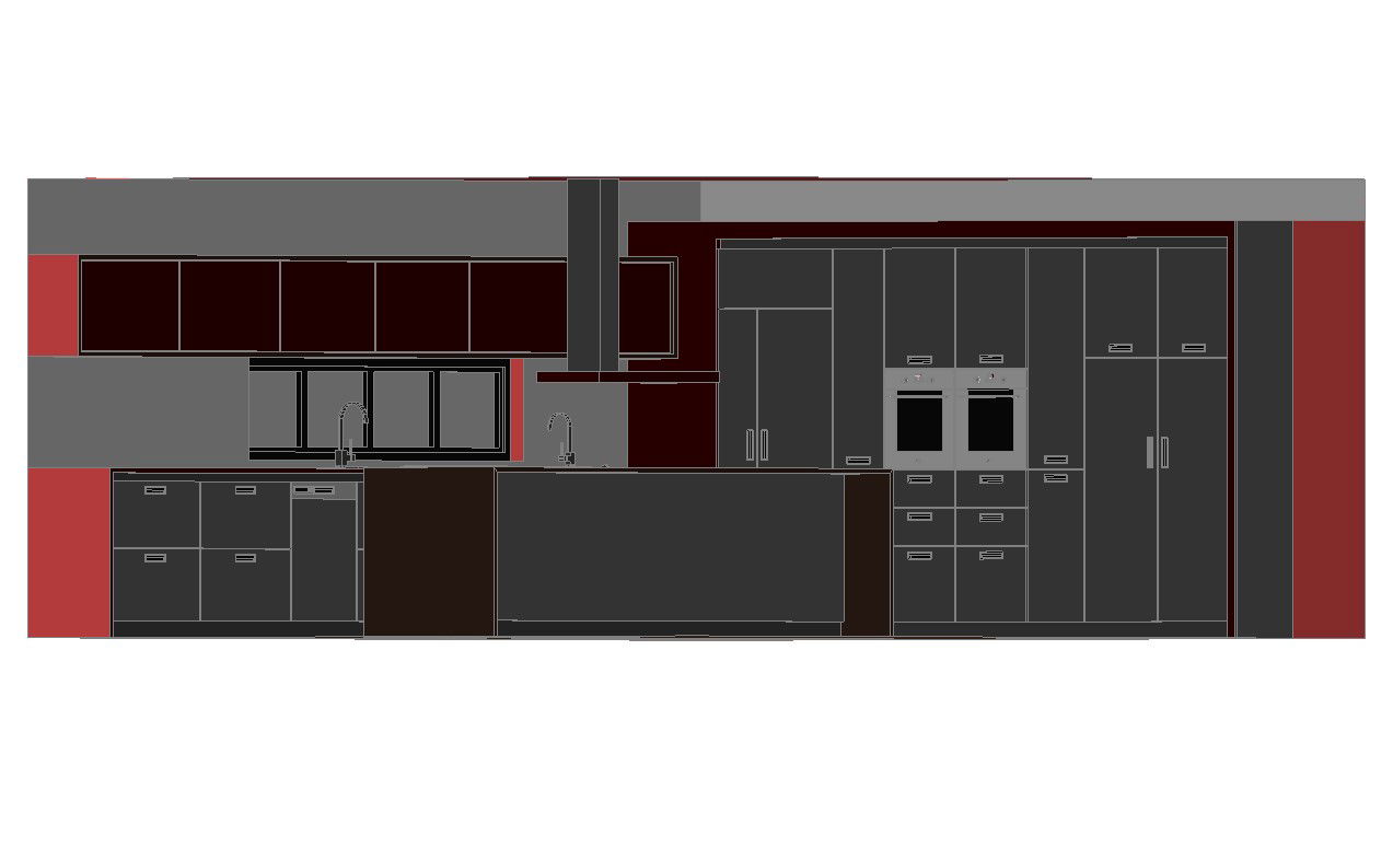 House kitchen 3d model design cad drawing details dwg file