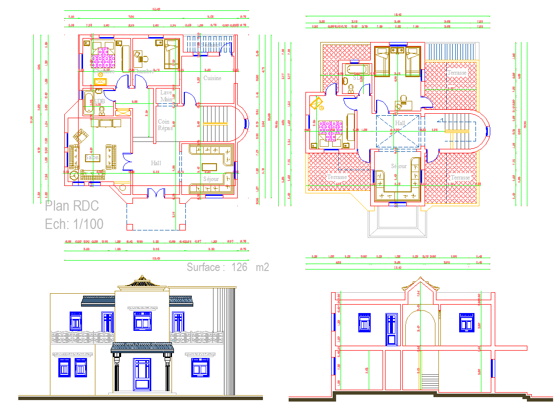 House layout plan and elevation design