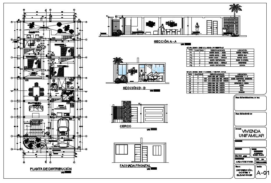 House layout plan and sectional details dwg file