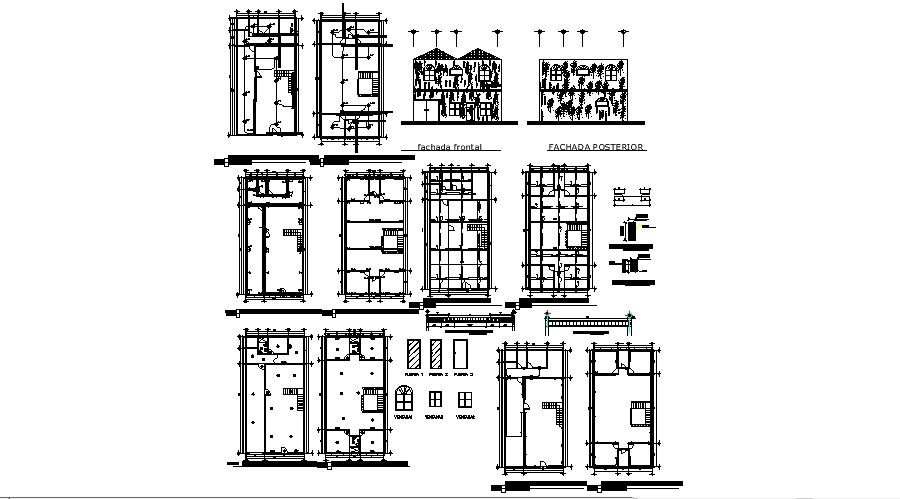 House plan 13.33mtr x 26.67mtr with elevation in dwg file