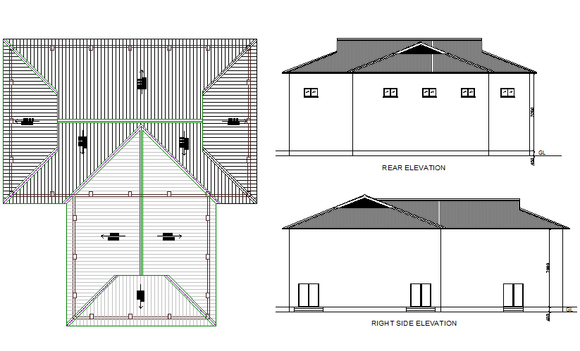House plan and elevation detail dwg file