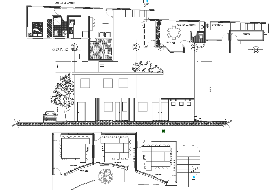 House plan and elevation detail dwg file
