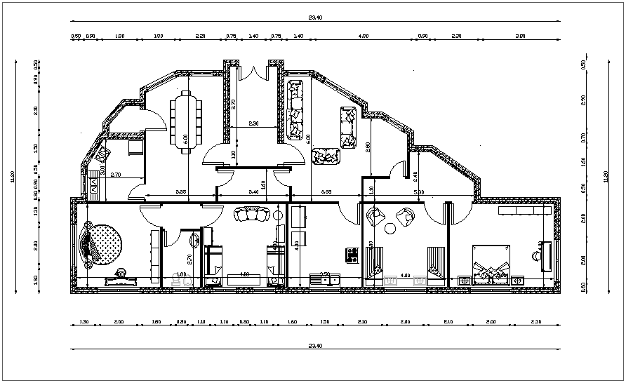 House plan building design view dwg file