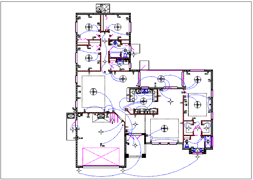 House plan layout and electric plan layout view detail dwg file