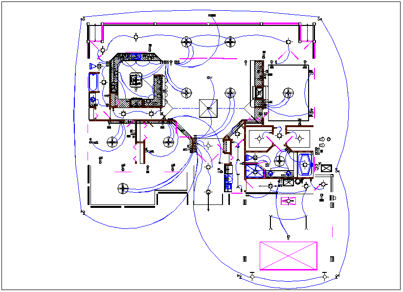 House plan layout and electric plan layout view detail dwg file