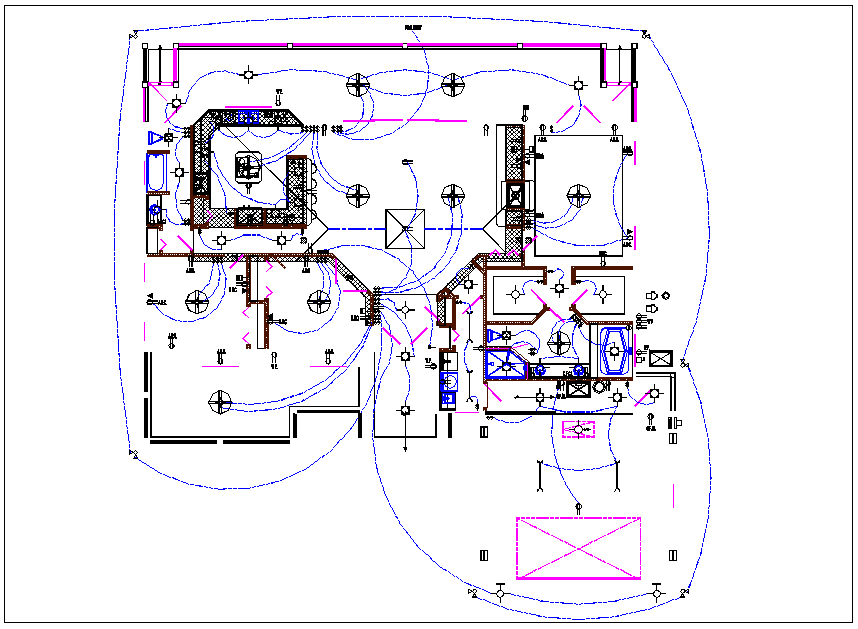 House plan layout and electric plan layout view detail dwg file