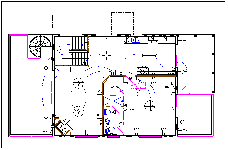 House plan layout and electric plan layout view detail dwg file