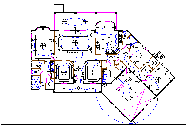 House plan layout and electric plan layout view detail dwg file