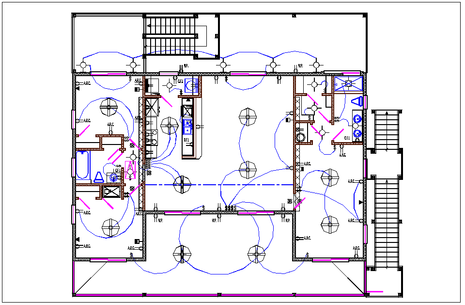 House plan layout and electric plan layout view detail dwg file
