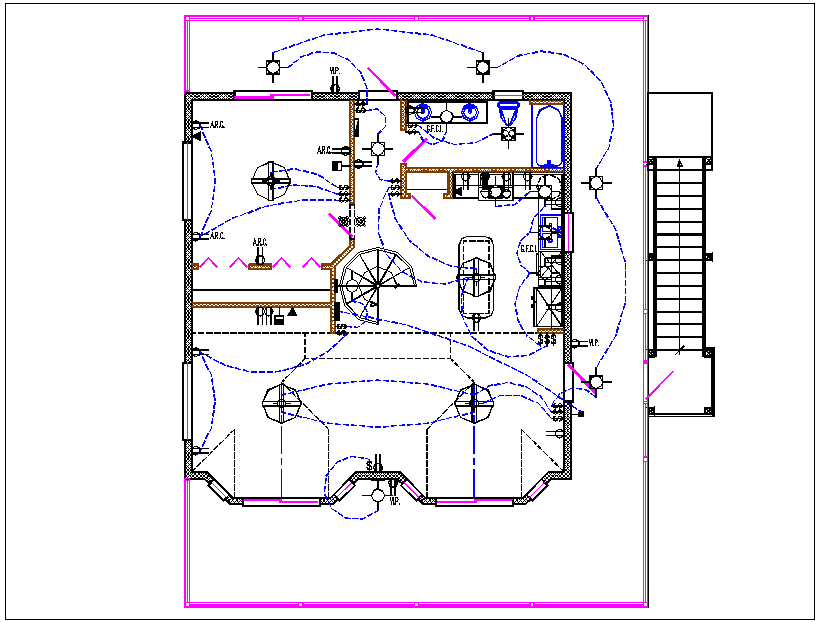 House plan layout and electric plan layout view detail dwg file