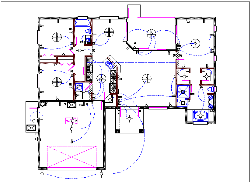 House plan layout and electric plan layout view detail dwg file