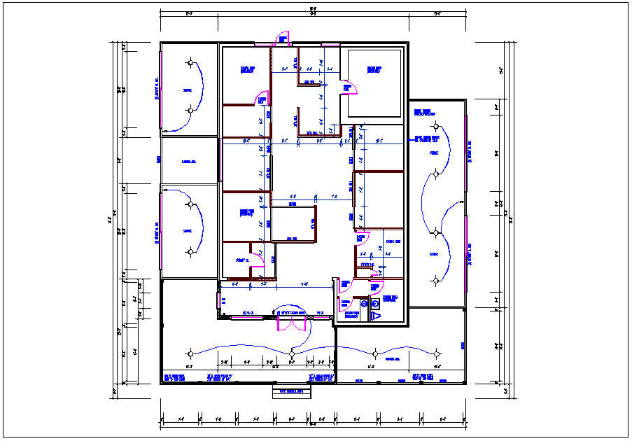 House plan layout and electric plan layout view detail dwg file