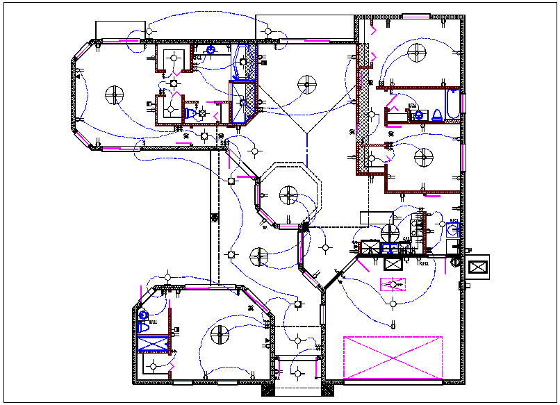 House plan layout and electric plan layout view detail dwg file