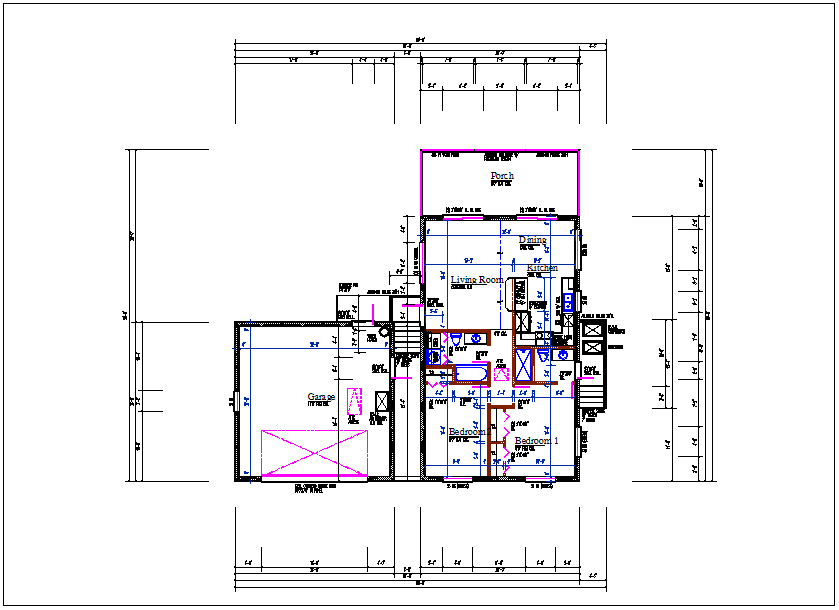 House plan layout view detail dwg file