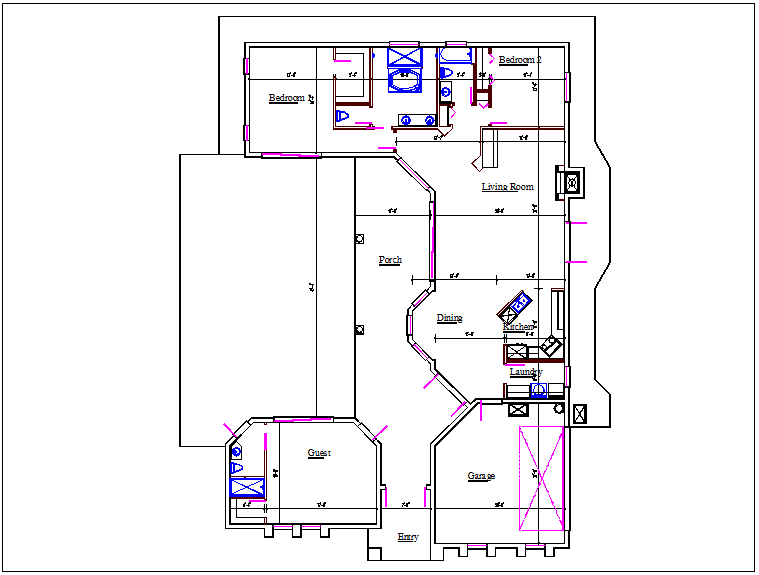 House plan layout view detail dwg file