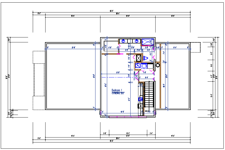 House plan view detail dwg file