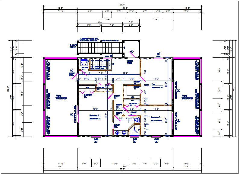 House plan view detail dwg file