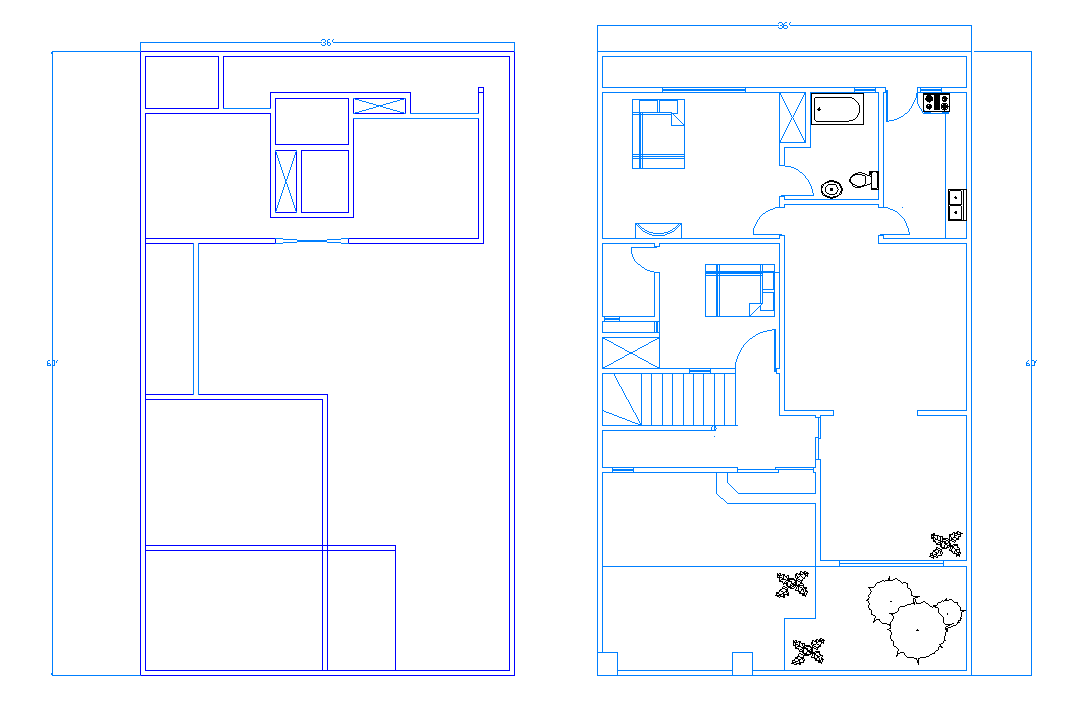 House plan view detail dwg file