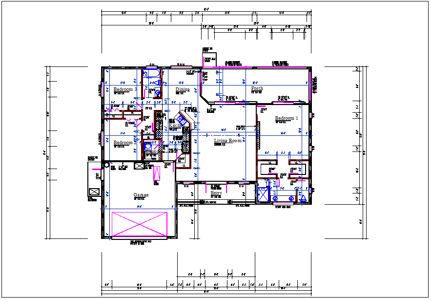 House plan view detail dwg file