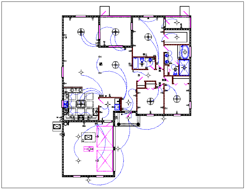 House plan view detail with electric plan layout dwg file