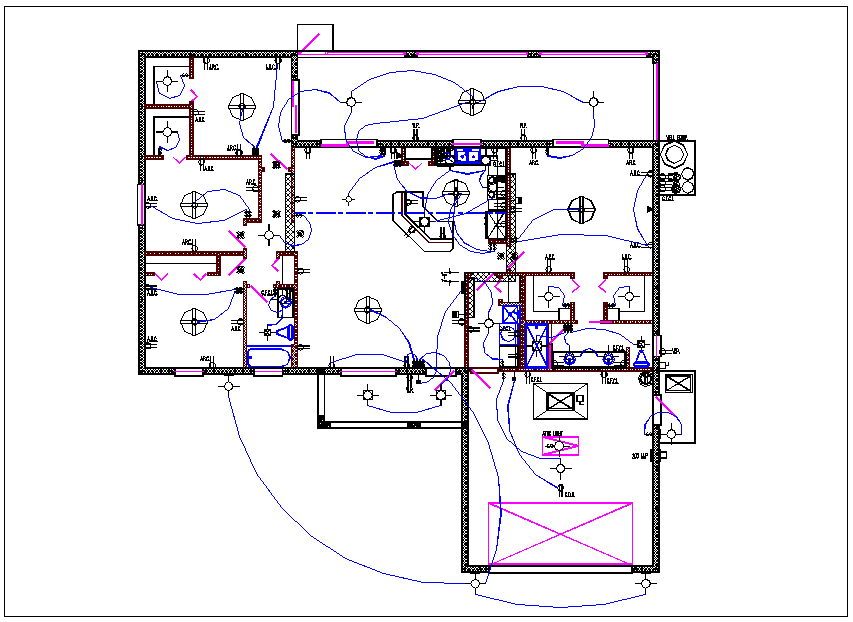 House plan view detail with electric plan layout dwg file
