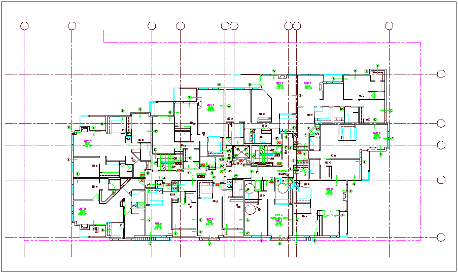 House plan with block and block number design dwg file