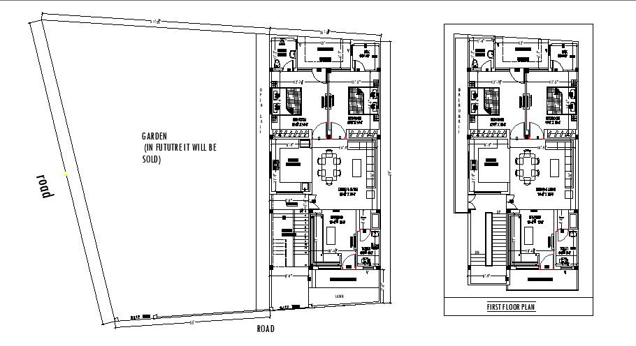 House plan with detail dimension in AutoCAD