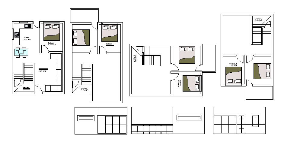 House plan with detail dimension in dwg file 