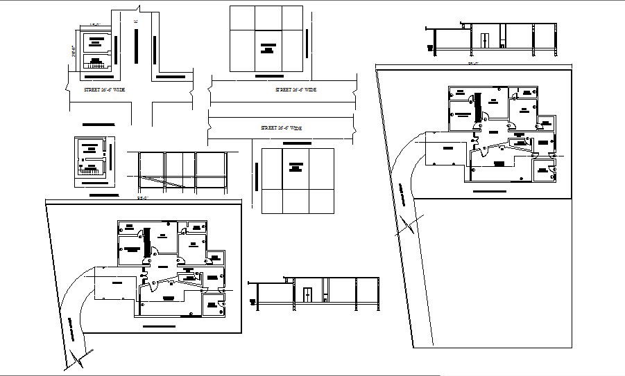 House plan with detail dimension in dwg file