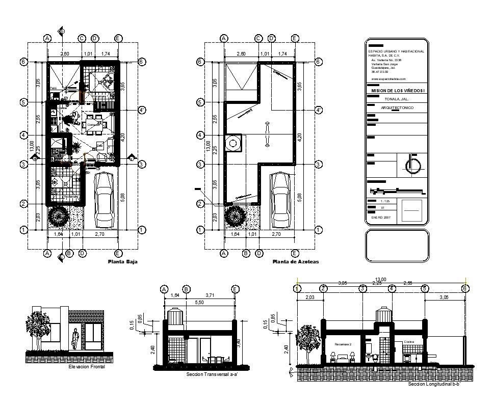 House plan with detail dimension in dwg file