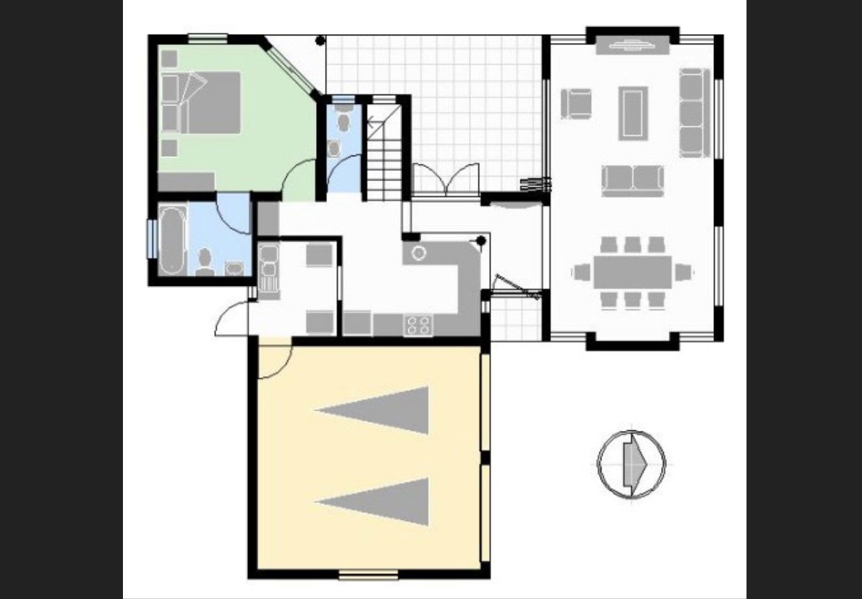 House plan with furniture detail in dwg file
