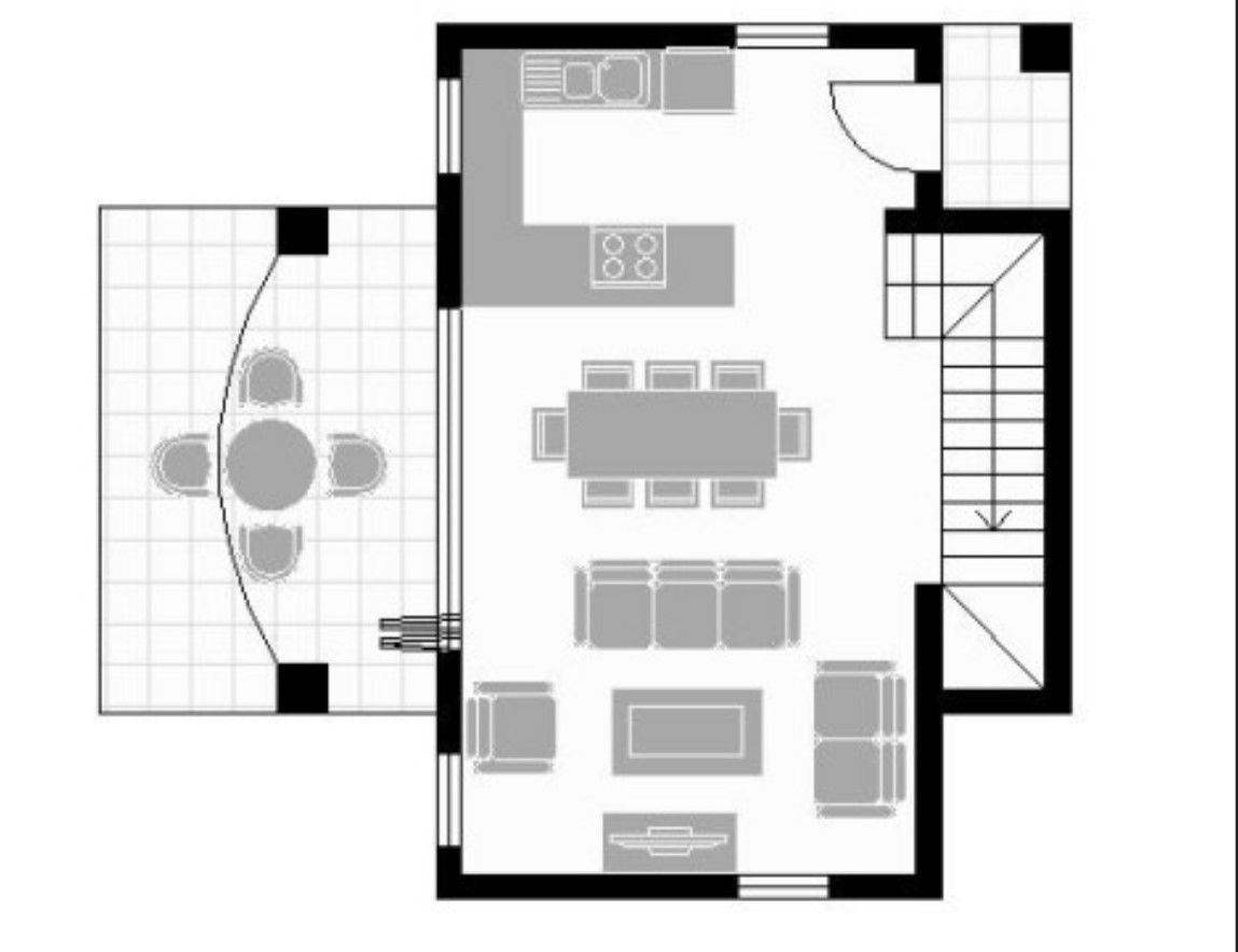 House plan with furniture details in AutoCAD