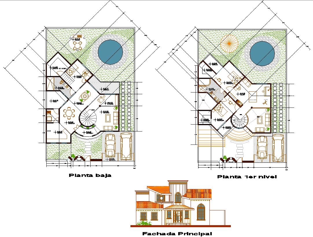 House plan with landscaping design