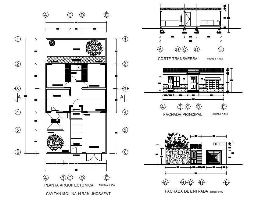 House room plan layout file, plan, elevation and section plan detail