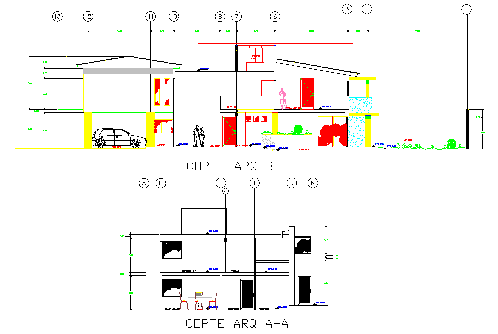 House room section plan layout file