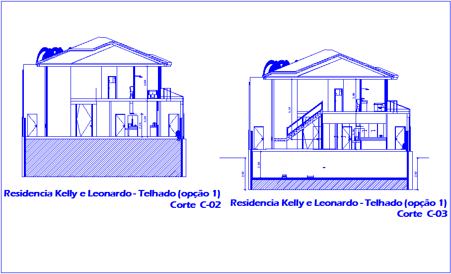 House sectional elevation view dwg file