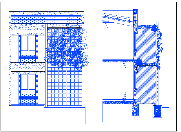House side elevation with garden dwg file