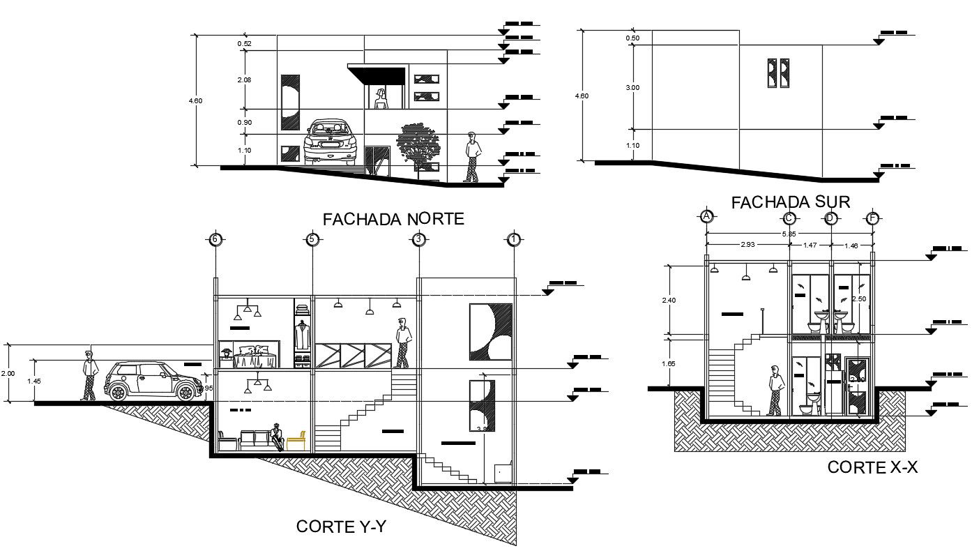 House social interest 2d layout plan in dwg file