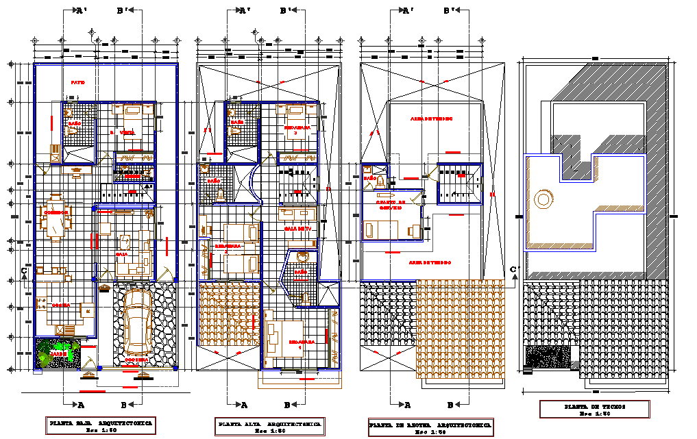 House type medium residential plan layout file, section line autocad file