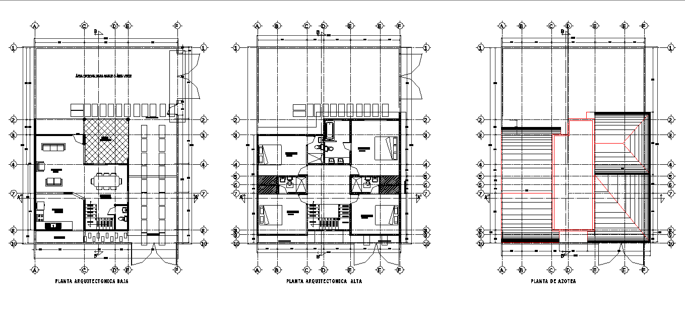 House with 2 floor planning autocad file