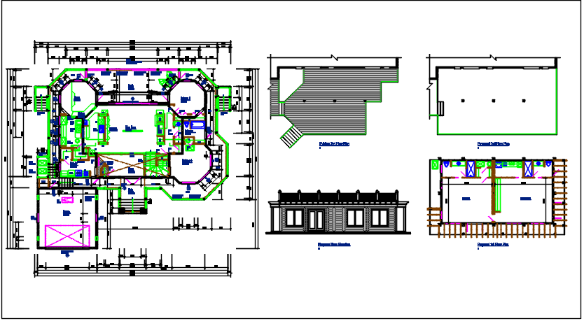 House working plan and elevation plan detail view details dwg file