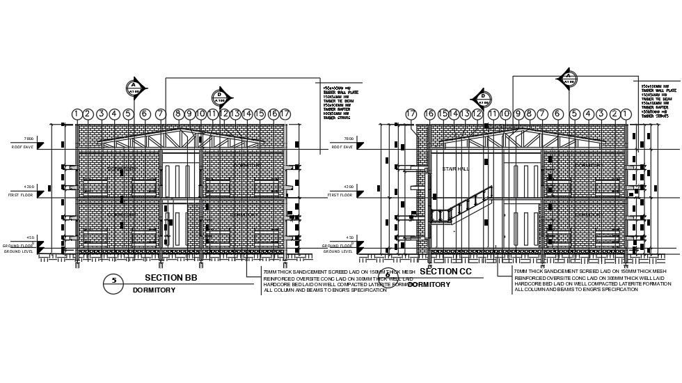 House Architecture Building Sectional Elevation Drawing DWG File